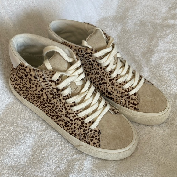 Madewell Shoes - Madewell Sneakers Leather Calf Hair Mid Top Beige Brown Lace Up Size 5.5